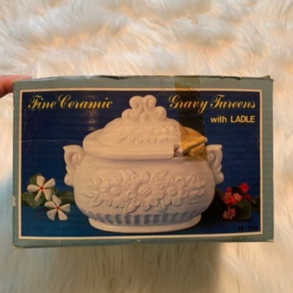 Vtg Jay Import Co Fine Ceramic Gravy Tureen White - Picture 8 of 10